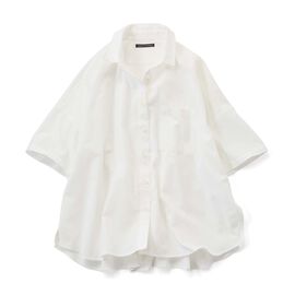 THREE FIFTY STANDARD | 日本製 ポンチョみたいな ワイドシルエット 綿麻シャツ 〈オフホワイト〉