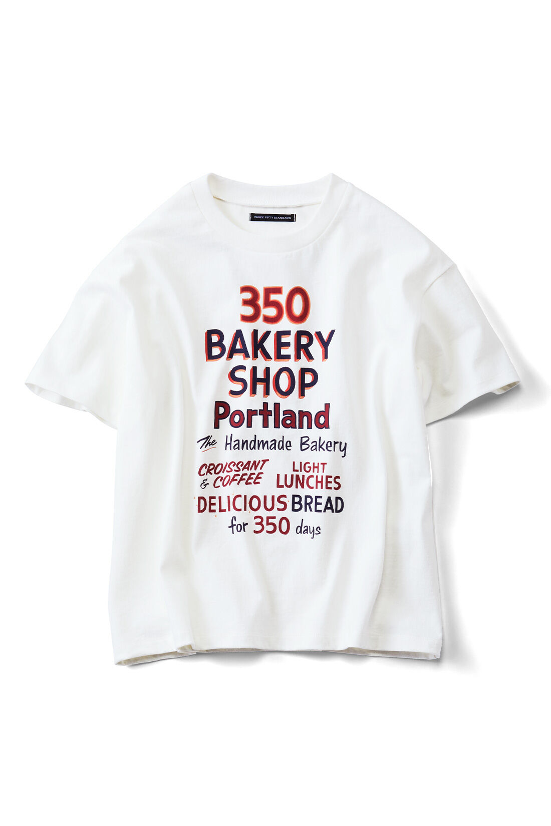 THREE FIFTY STANDARD［スリーフィフティースタンダード］|THREE FIFTY STANDARD ベーカリーショップTシャツ〈オフホワイト〉