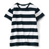 すっきりシルエット ボーダーＴシャツ〈オフホワイト×ブラック〉