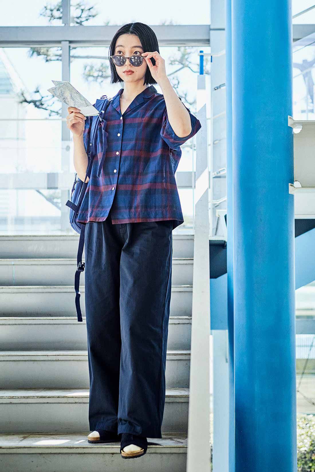THREE FIFTY STANDARD［スリーフィフティースタンダード］|THREE FIFTY STANDARD タックチノワイドパンツ〈ネイビー〉