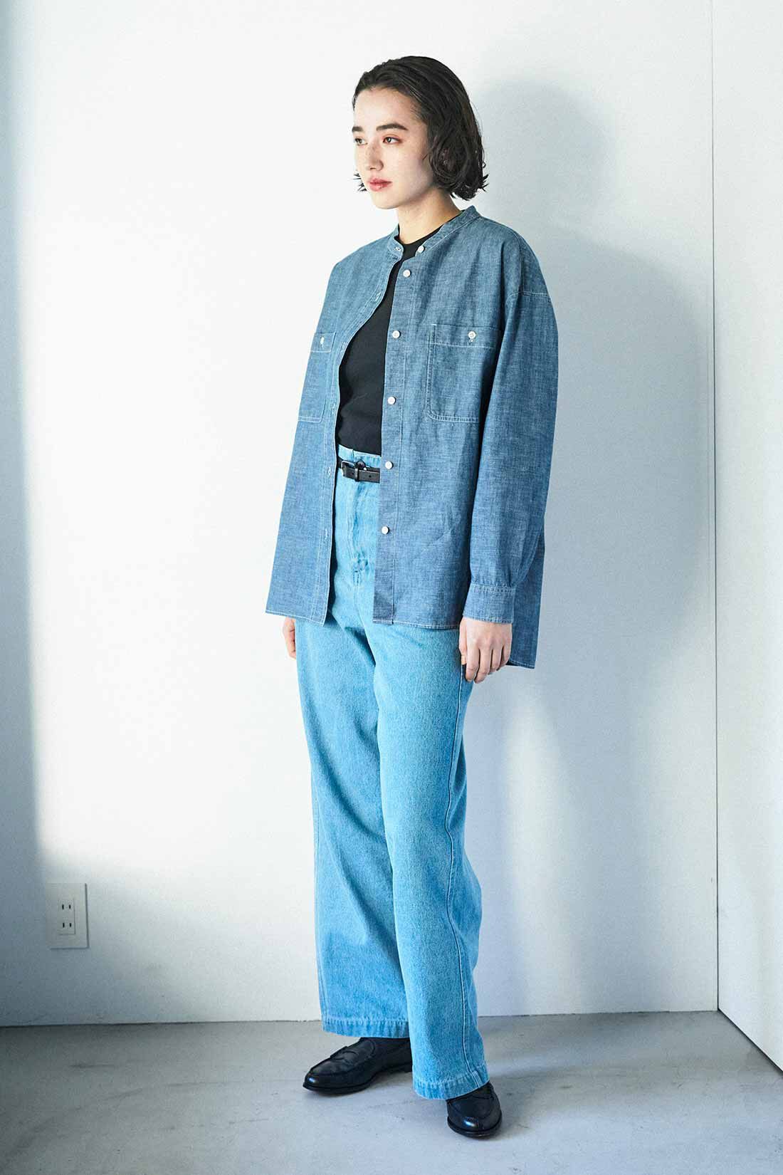 THREE FIFTY STANDARD［スリーフィフティースタンダード］|THREE FIFTY STANDARD ブリーチ加工をほどこした デニムワイドパンツ