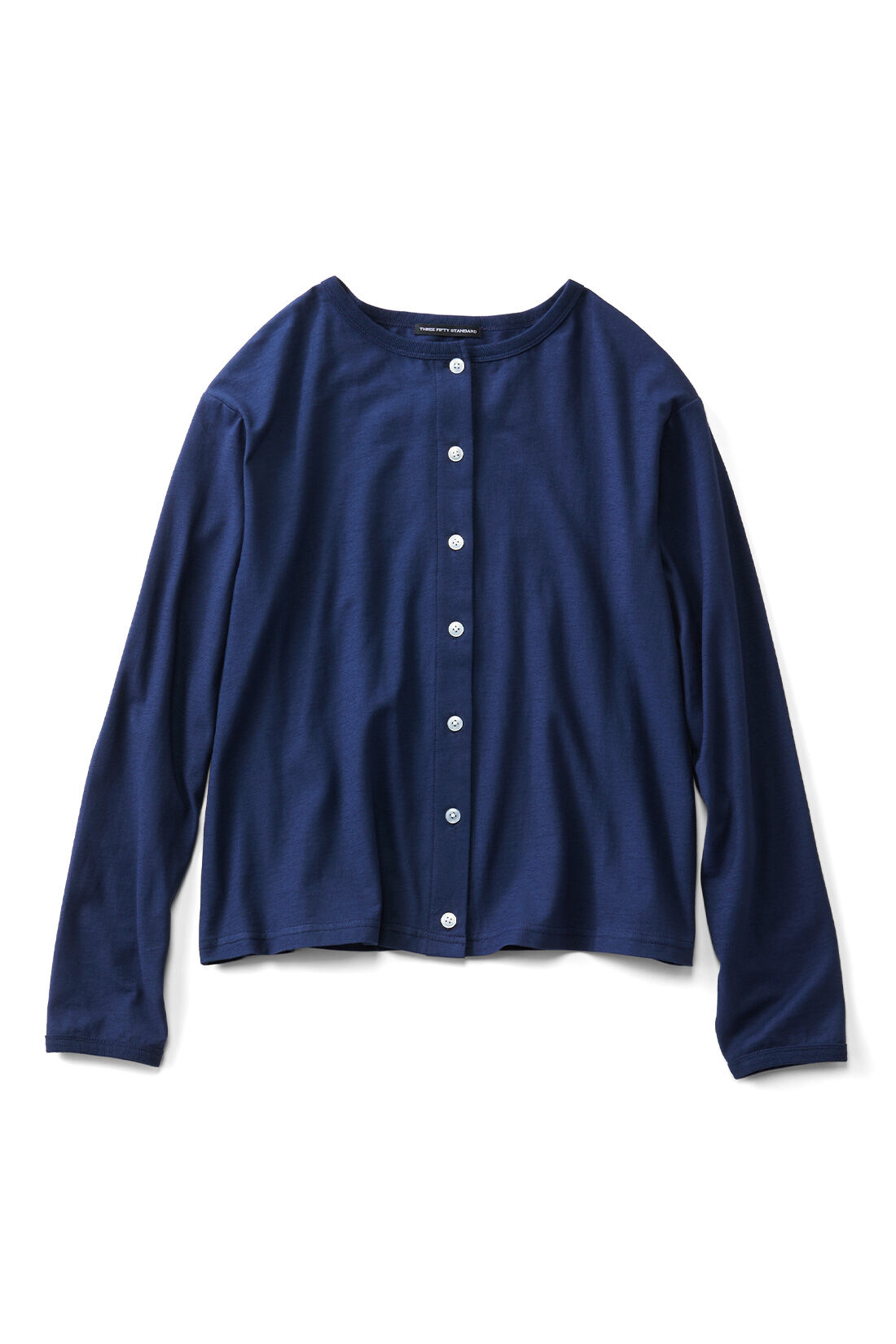THREE FIFTY STANDARD［スリーフィフティースタンダード］|THREE FIFTY STANDARD コットン素材のクルーネックカーディガン〈ネイビー〉|ネイビー