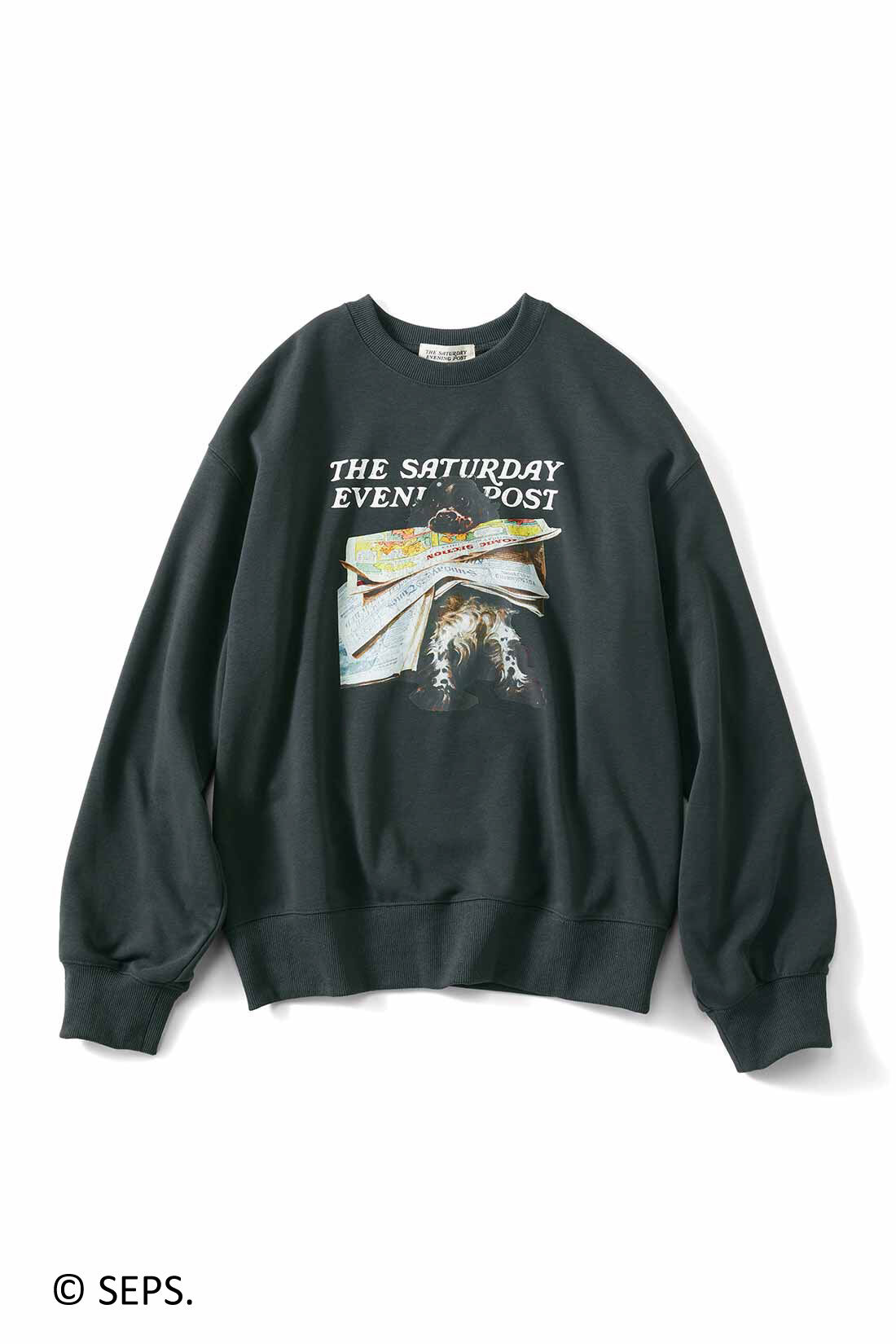 THREE FIFTY STANDARD［スリーフィフティースタンダード］|THREE FIFTY STANDARD Saturday Evening Post ヴィンテージライクプリントトレーナー〈チャコールグレー〉|チャコールグレー