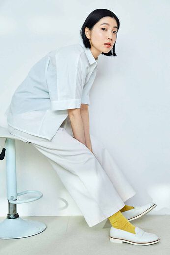THREE FIFTY STANDARD［スリーフィフティースタンダード］ | タック チノワイドパンツ〈アイボリー〉