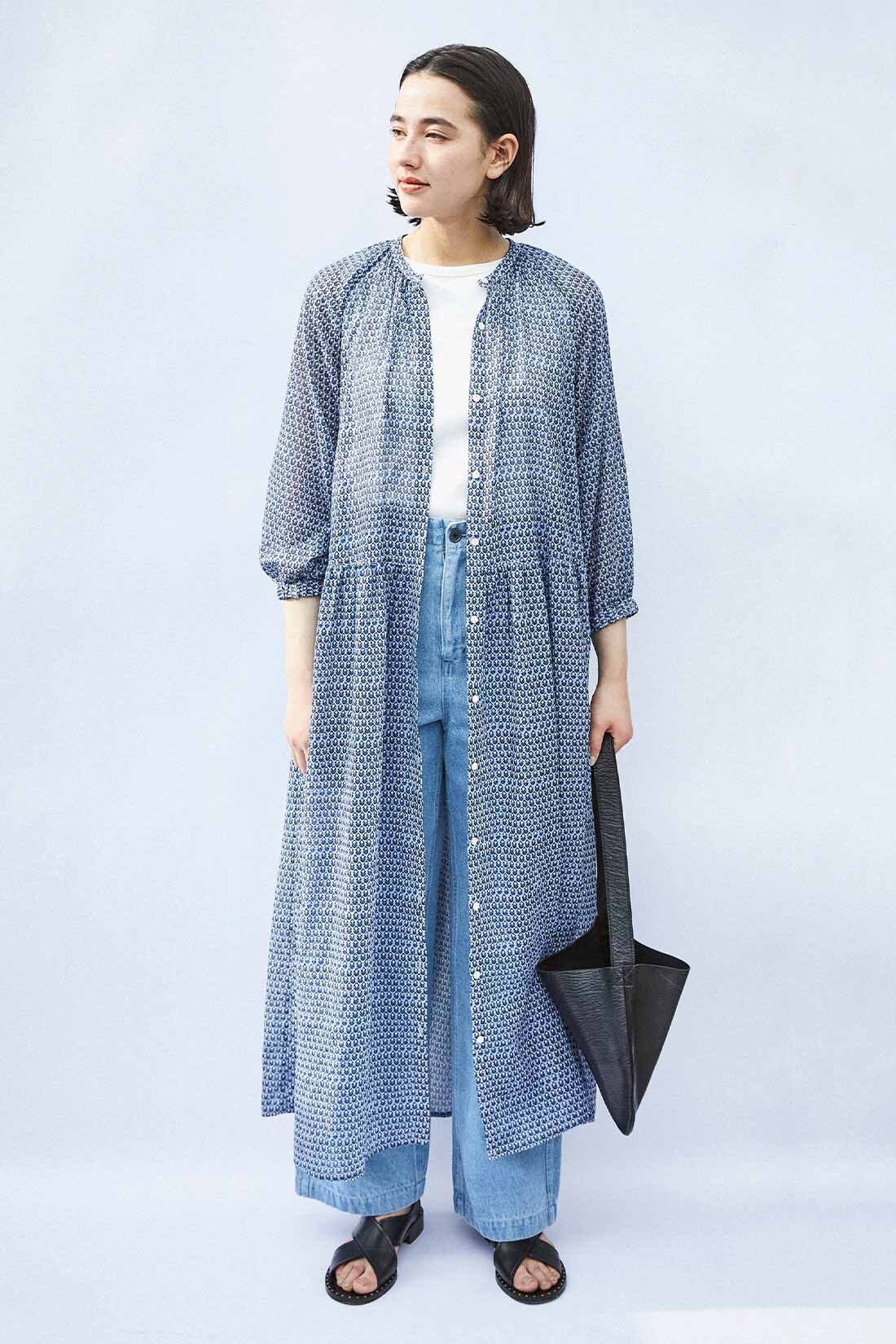 THREE FIFTY STANDARD|ブリーチ加工デニムワイドパンツ　ＴＦＳのコーディネート