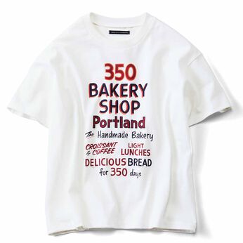 綿100% ベーカリーショップＴシャツ　〈オフホワイト〉