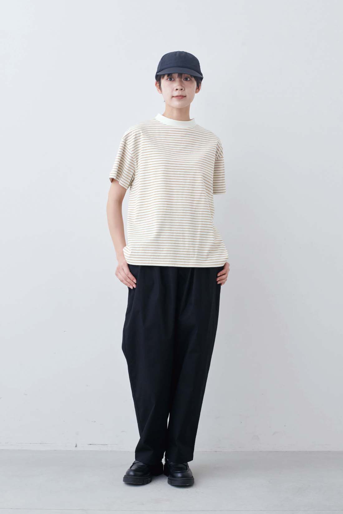 THREE FIFTY STANDARD［スリーフィフティースタンダード］|THREE FIFTY STANDARD　こだわりボーダーTシャツの会|モデル身長：163cm　着用サイズ：M