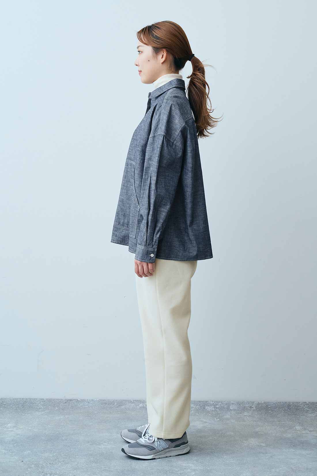 THREE FIFTY STANDARD［スリーフィフティースタンダード］|あったか両面起毛タートルＴＦＳときちんと見えカットソーパンツＴＦＳのコーディネート