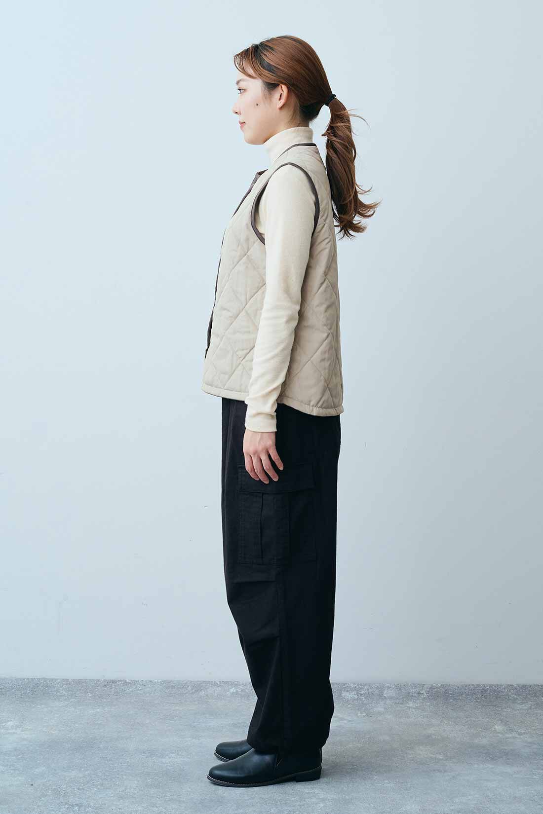 THREE FIFTY STANDARD［スリーフィフティースタンダード］|あったか両面起毛タートルＴＦＳと微起毛カーゴパンツＢＫ　ＴＦＳのコーディネート