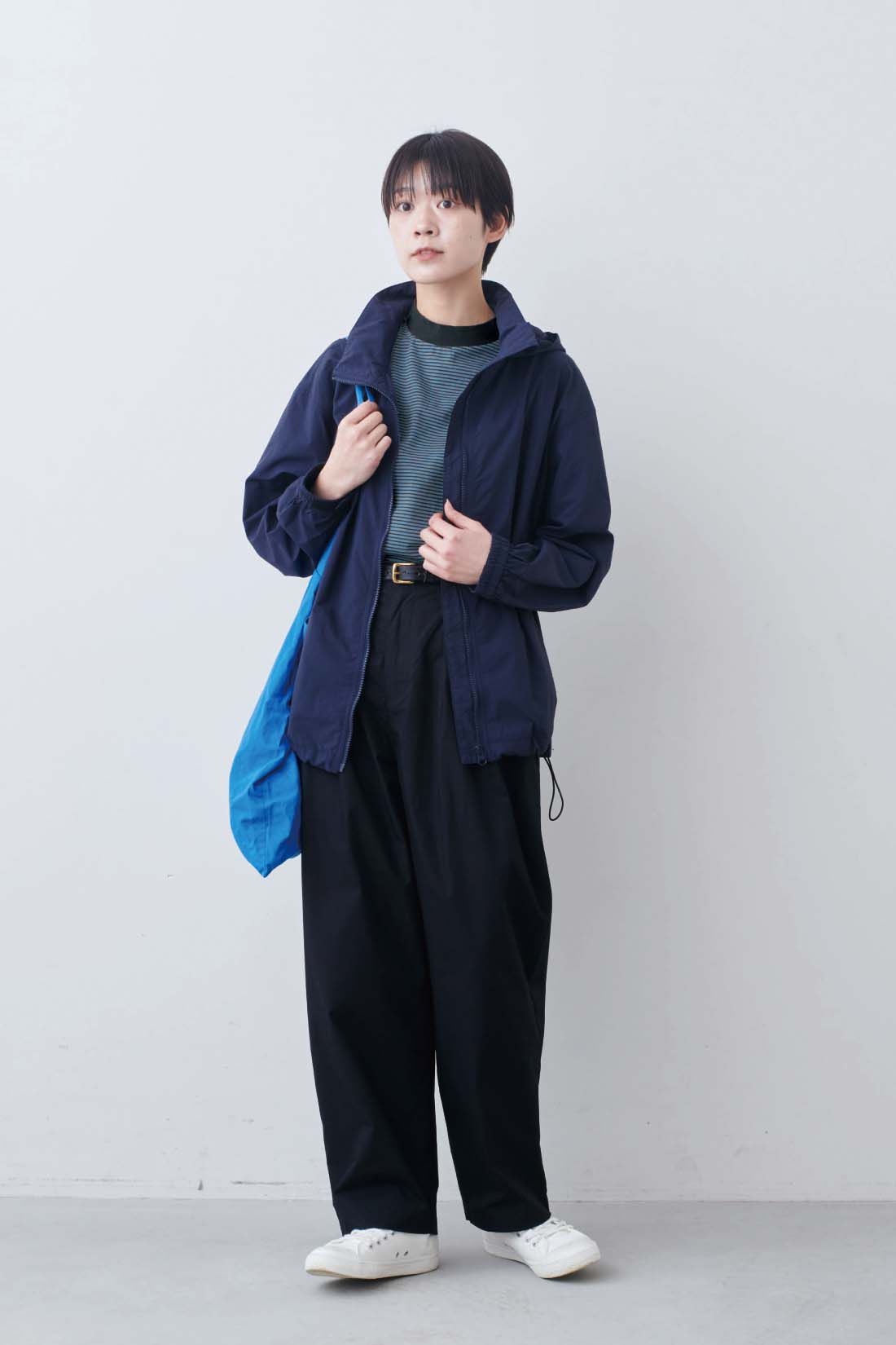THREE FIFTY STANDARD［スリーフィフティースタンダード］|THREE FIFTY STANDARD　こだわりボーダーTシャツの会|モデル身長：163cm　着用サイズ：M