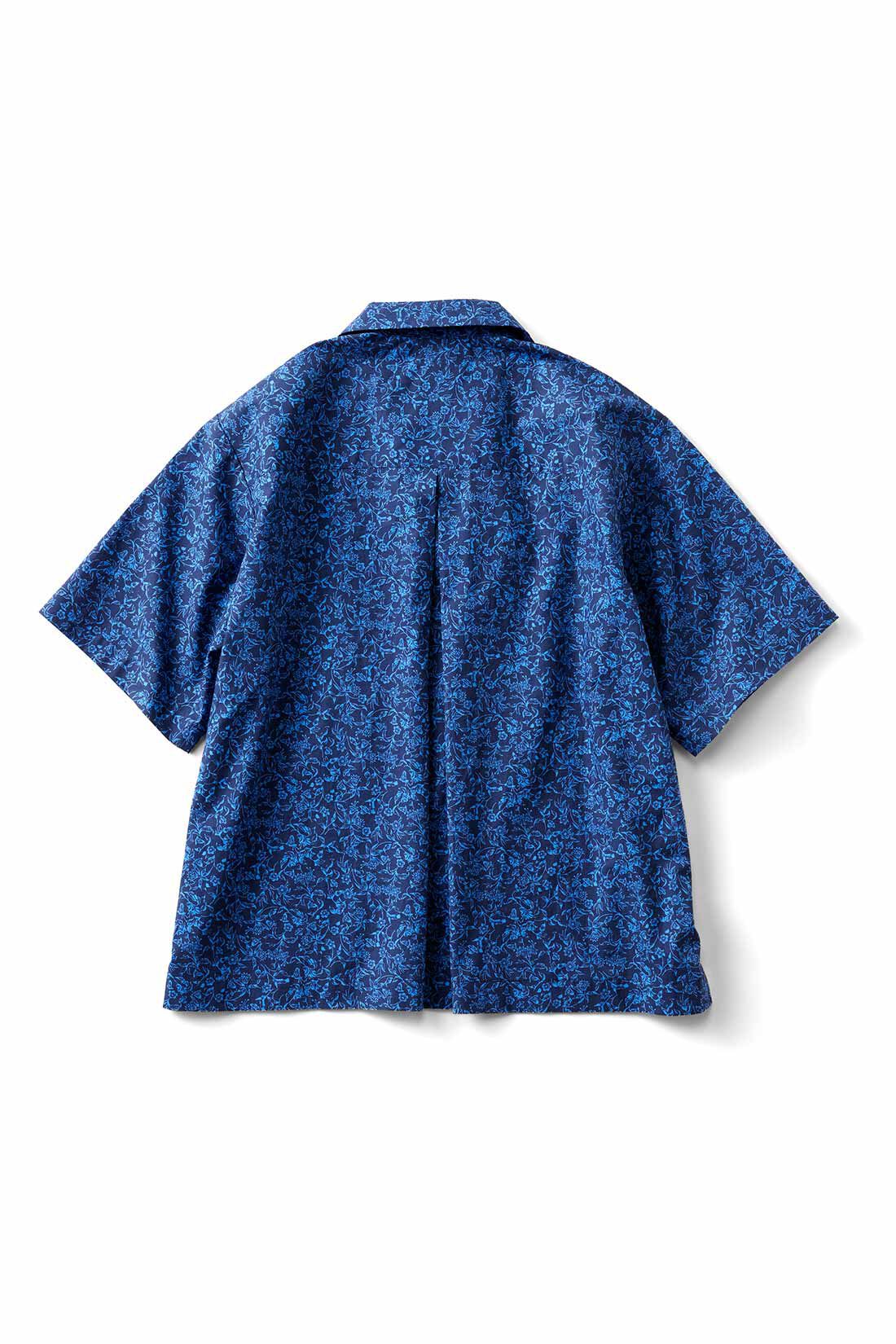 THREE FIFTY STANDARD［スリーフィフティースタンダード］|THREE FIFTY STANDARD シックな花柄の開衿シャツ〈ネイビー〉