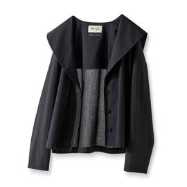 THREE FIFTY STANDARD | 小谷 実由さんコラボ 綿100％ 国産生地 セーラーシャツカーデジャケット 〈ブラック〉