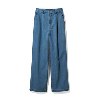 THREE FIFTY STANDARD［スリーフィフティースタンダード］ | ライトデニムのタックワイドパンツ