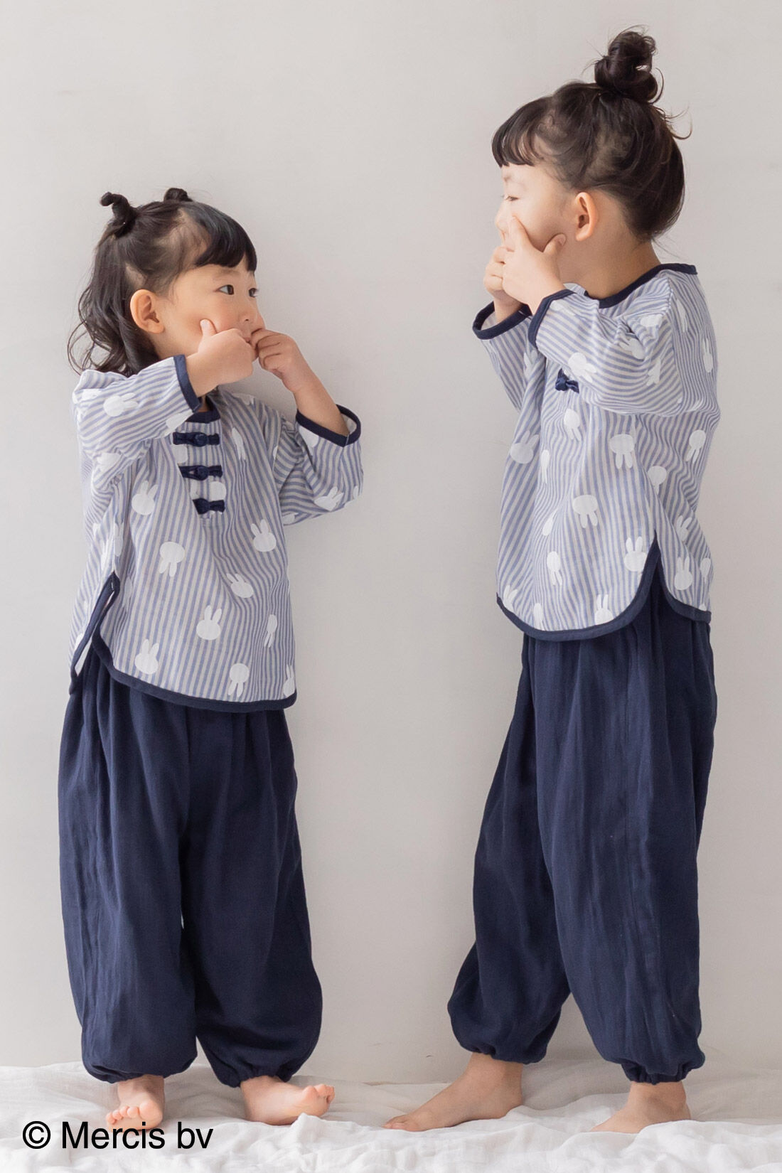 フェリシモMama|リブ イン コンフォート ×miffy　ふわふわダブルガーゼのストライプ長袖キッズセットアップ