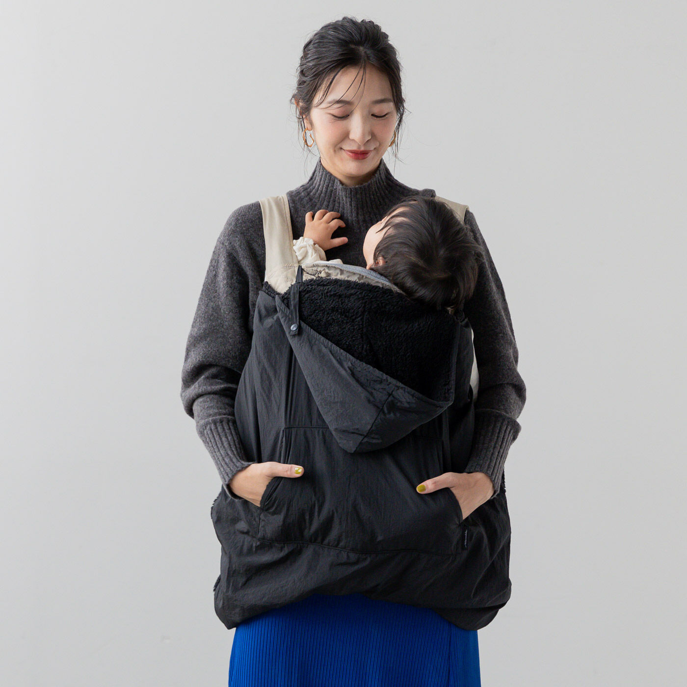 FELISSIMO Mama|Moredde　コートと同素材で揃えてスマートな　抱っこひも＆ベビーカー防寒カバー〈ブラック〉