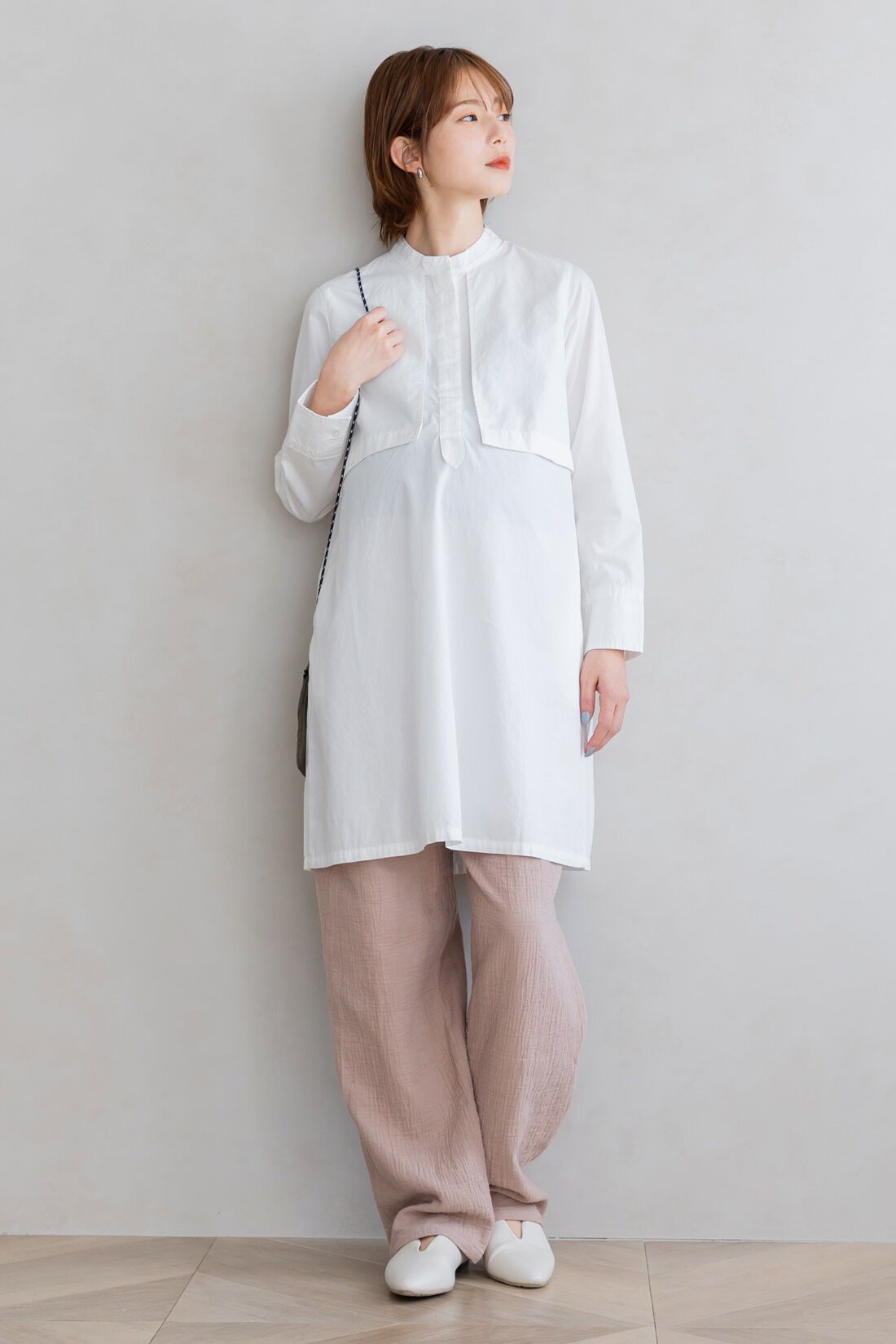 FELISSIMO Mama|Moredde　綿100％楊柳ダブルガーゼ素材が気持ちいい　産前産後楽しめるワイドパンツ〈モカベージュ〉