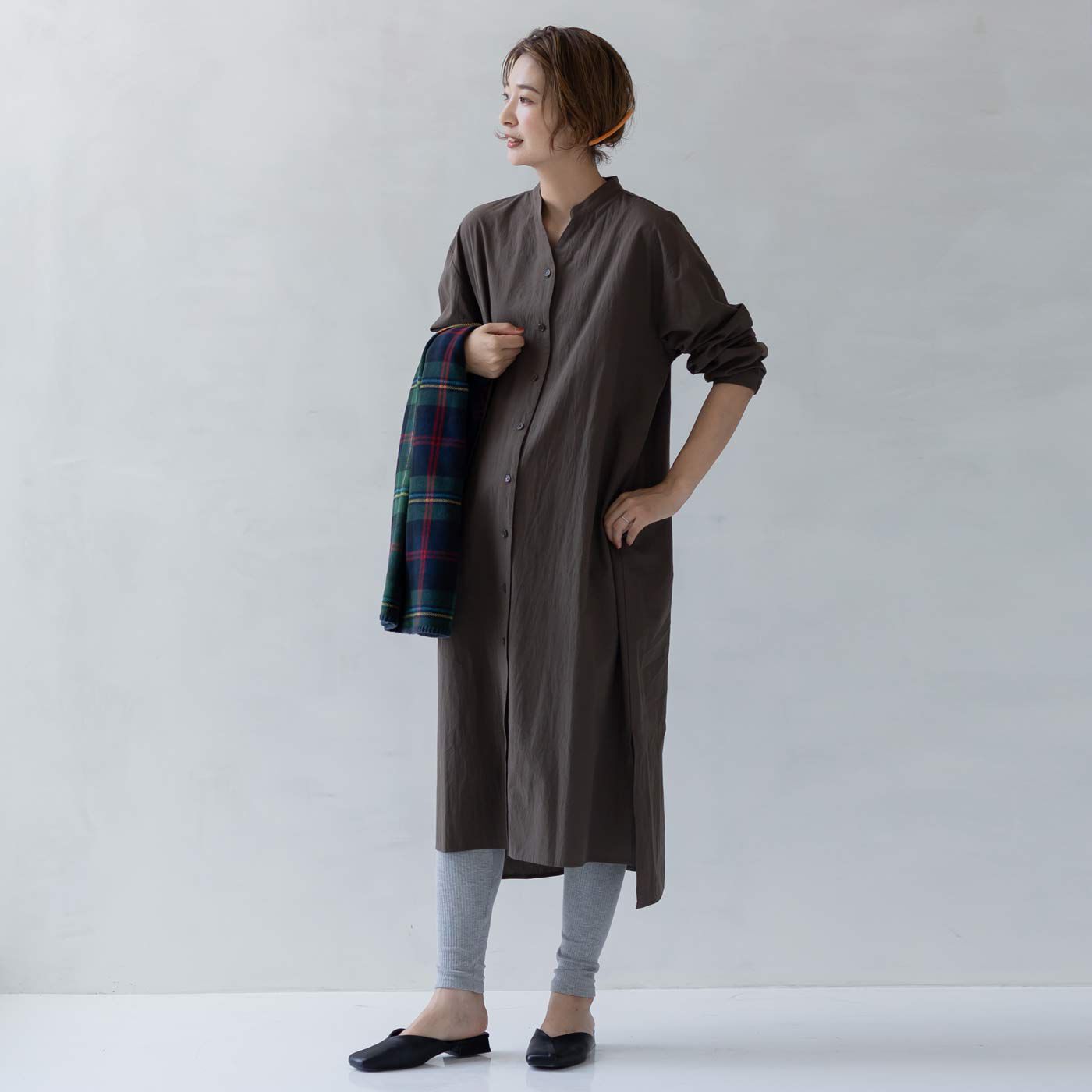 FELISSIMO Mama|Moredde　マタニティから産後も使える　しめつけないのが心地いいウエストクロス仕様のリブレギンス〈杢グレー〉