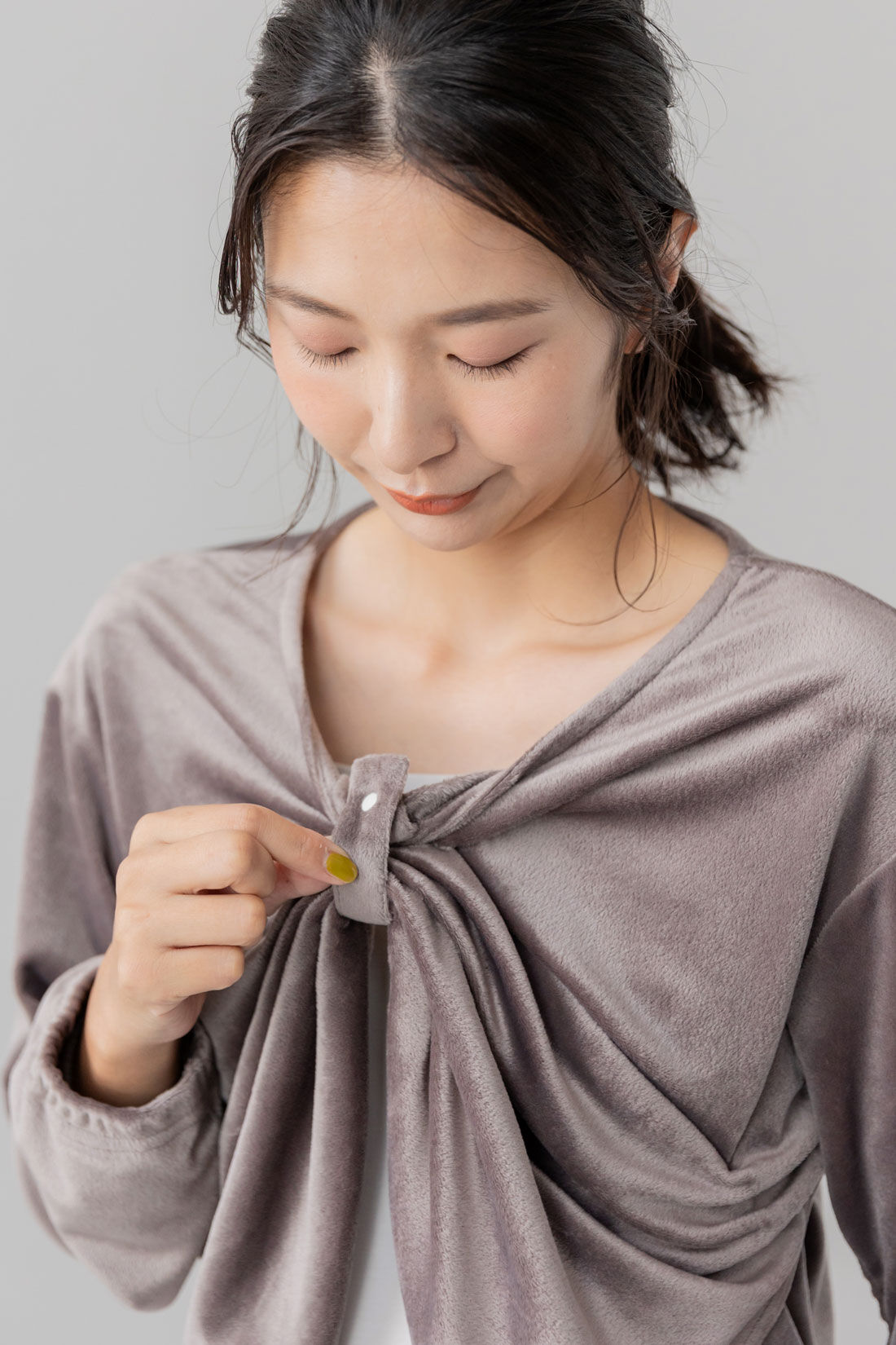 FELISSIMO Mama|［Mama select］産前・産後使える　ベロアルームウェア〈サックス〉| ※写真は別色です。