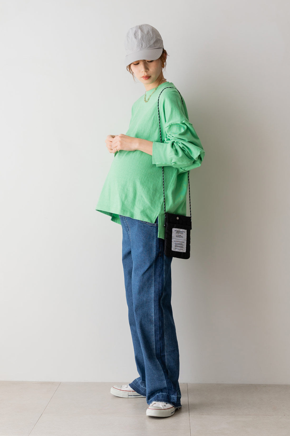 FELISSIMO Mama|Moredde　マタニティ・産後使える　ウエストクロス仕様の伸びやかワイドデニムパンツ＜ダークブルー＞