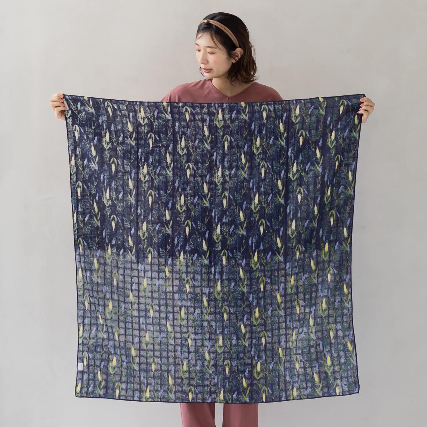 FELISSIMO Mama|タムロアヤノ×フェリシモＭａｍａ【Moredde】　モスリンコットンが心地いいおくるみ〈夜のバンクシア〉|裏側はプリントのムラが生じる場合があります。