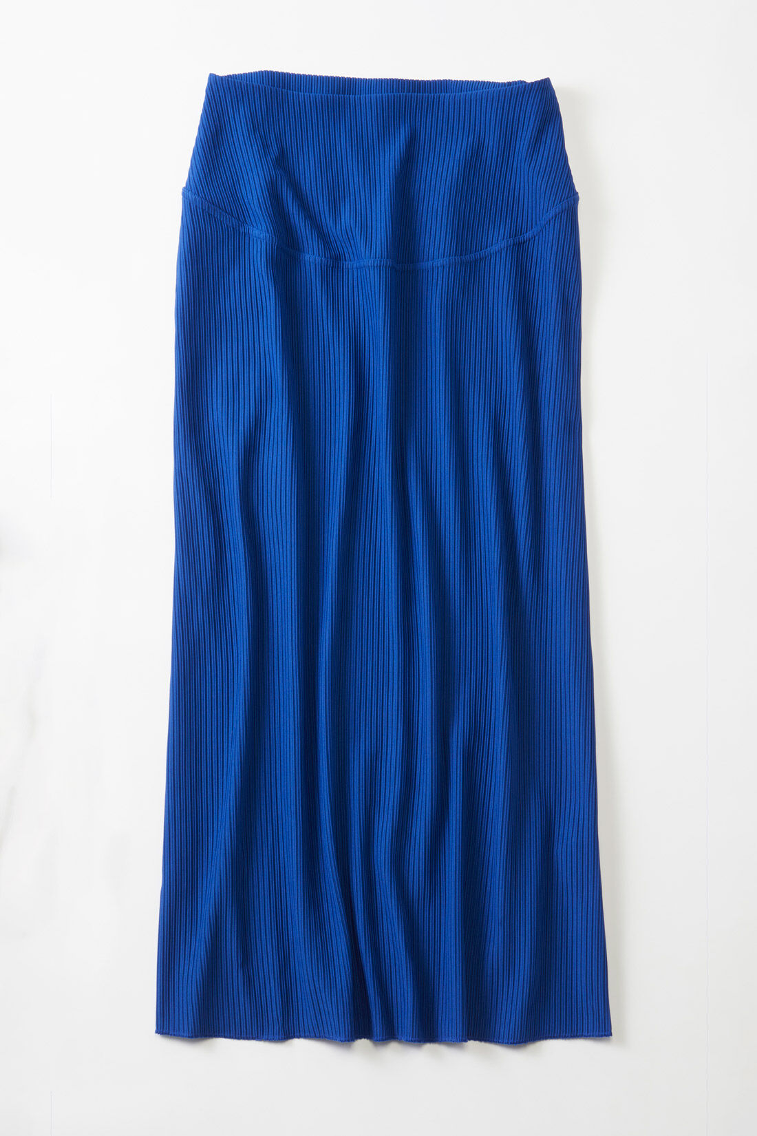 フェリシモMama|Moredde　リップルカットソー素材がらくちんきれいな　産前産後使えるIラインスカート〈ブルー〉|リブニットのような凹凸があるリップルカットソー素材。