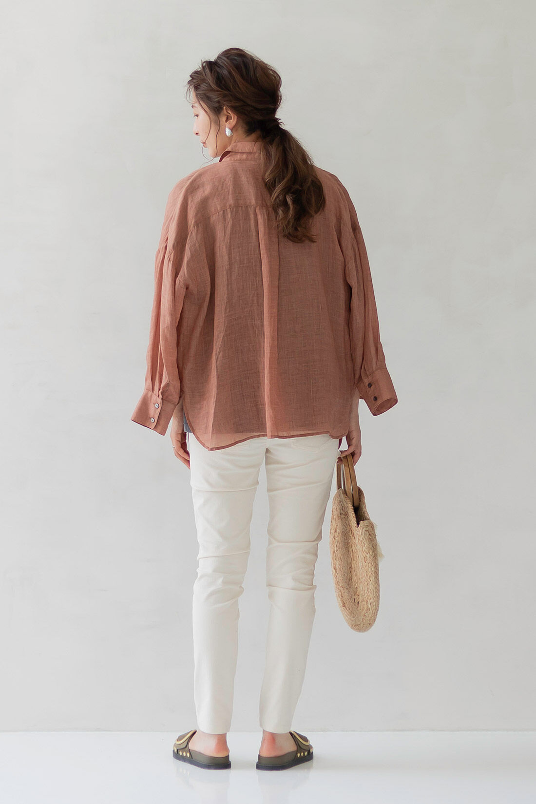 FELISSIMO Mama|Moredde　マタニティ・産後使える　ウエストクロス仕様の　ぐーんと伸びるストレッチパンツ〈アイボリー〉