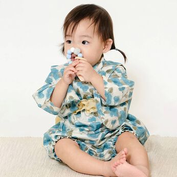 FELISSIMO Mama | ベビー　浴衣　サックスフラワー　　