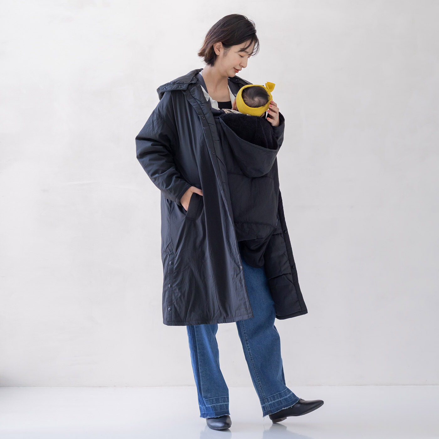 フェリシモMama|Moredde　コートと同素材で揃えてスマートな　抱っこひも＆ベビーカー防寒カバー〈ブラック〉