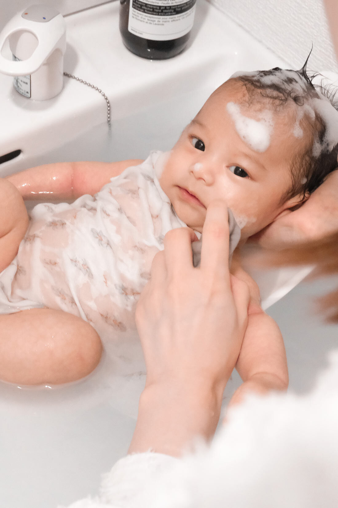 FELISSIMO Mama|［Mama select］Lien de famille かすみ草柄のガーゼ３点セット〈ピンク〉|※写真は別色です。
