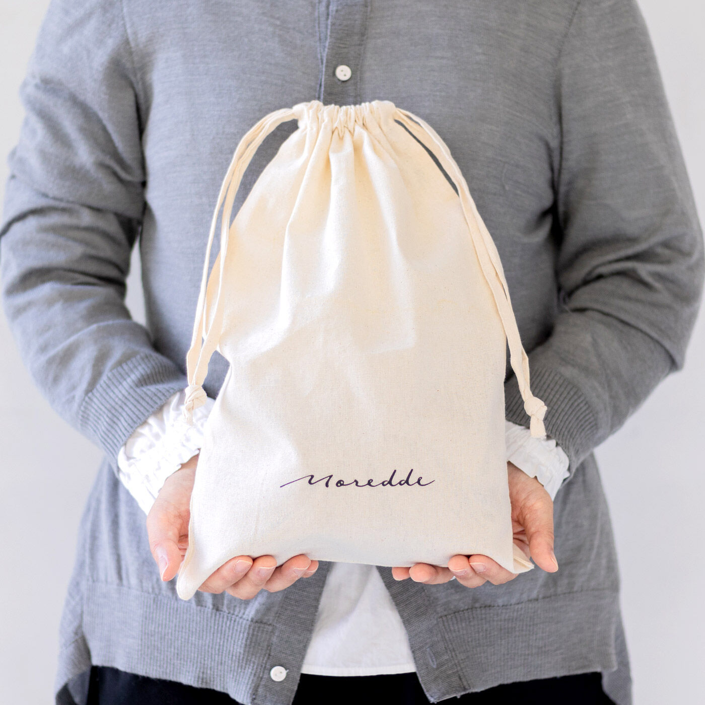 フェリシモMama|Moredde　マルチに使える　ラッピング巾着バッグ〈アイボリー〉