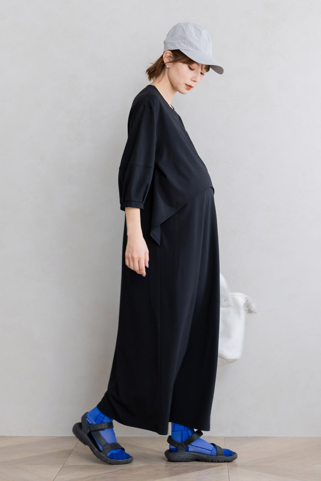 FELISSIMO Mama|Moredde　フォーマルシーンでも使える　授乳がかんたん　しなやかカットソーのデザインワンピース〈ブラック〉