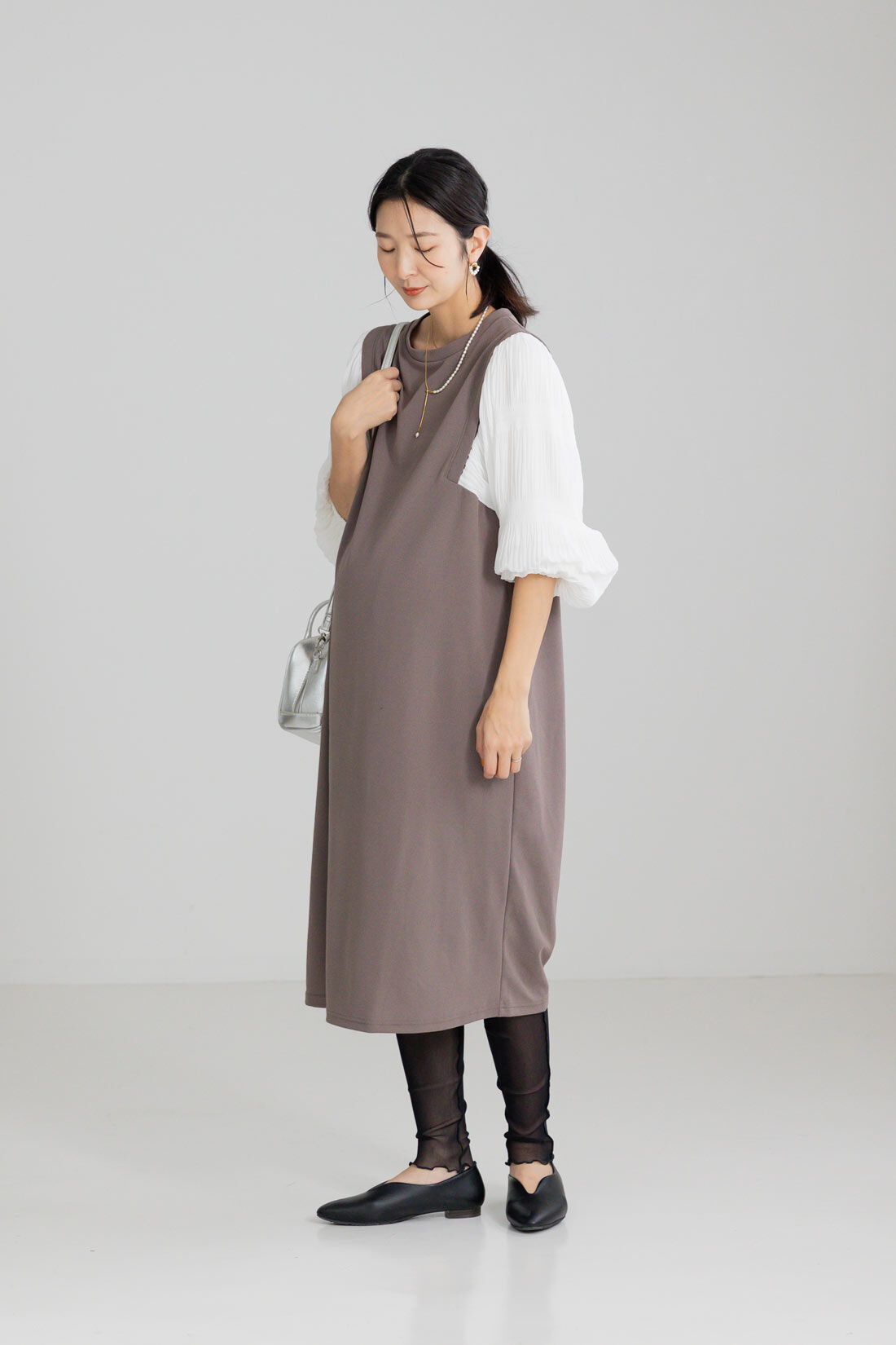 FELISSIMO Mama|Moredde　マタニティ・産後使える　すそシアーレギンス〈ブラック〉