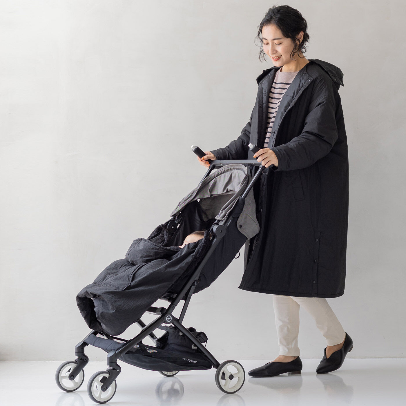 FELISSIMO Mama|Moredde　コートと同素材で揃えてスマートな　抱っこひも＆ベビーカー防寒カバー〈ブラック〉