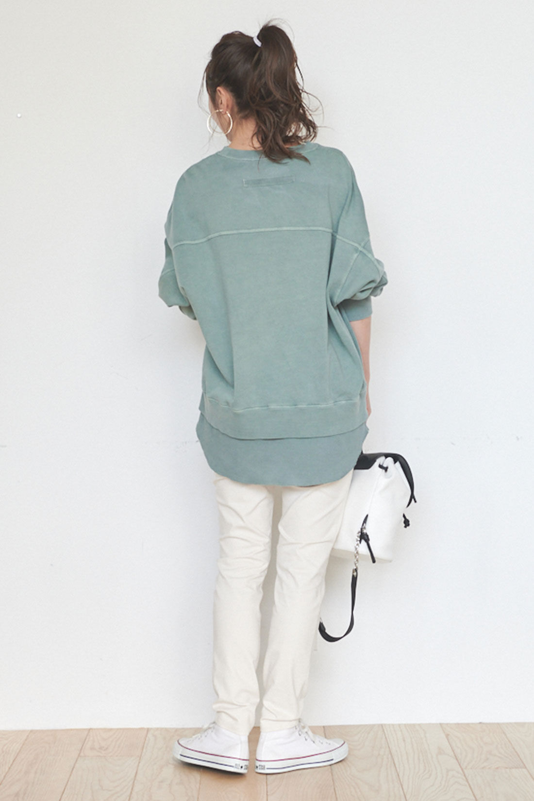 FELISSIMO Mama|Moredde　マタニティ・産後使える　ウエストクロス仕様の　ぐーんと伸びるストレッチパンツ〈アイボリー〉