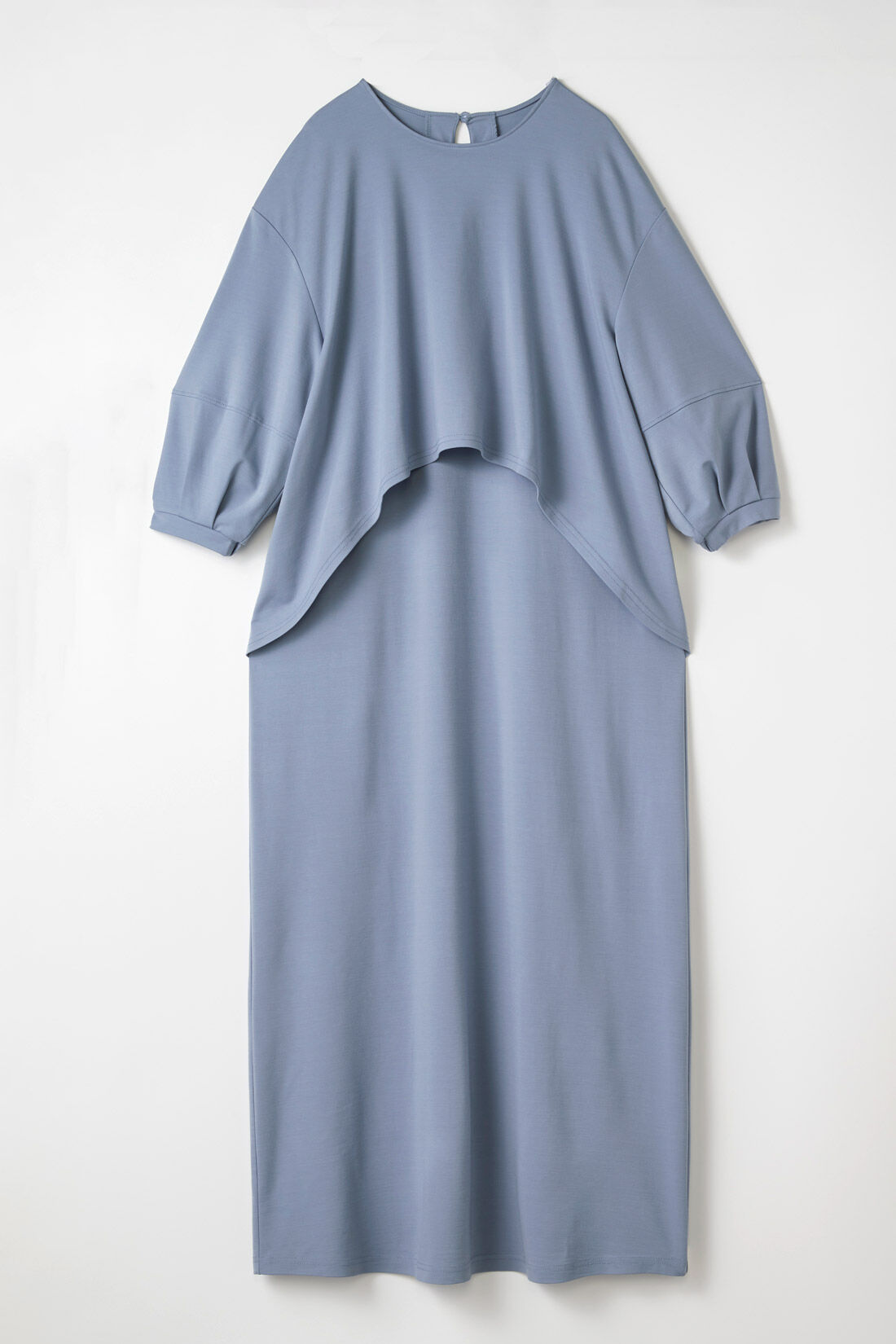 FELISSIMO Mama|Moredde　フォーマルシーンでも使える　授乳がかんたん　しなやかカットソーのデザインワンピース〈グレイッシュブルー〉