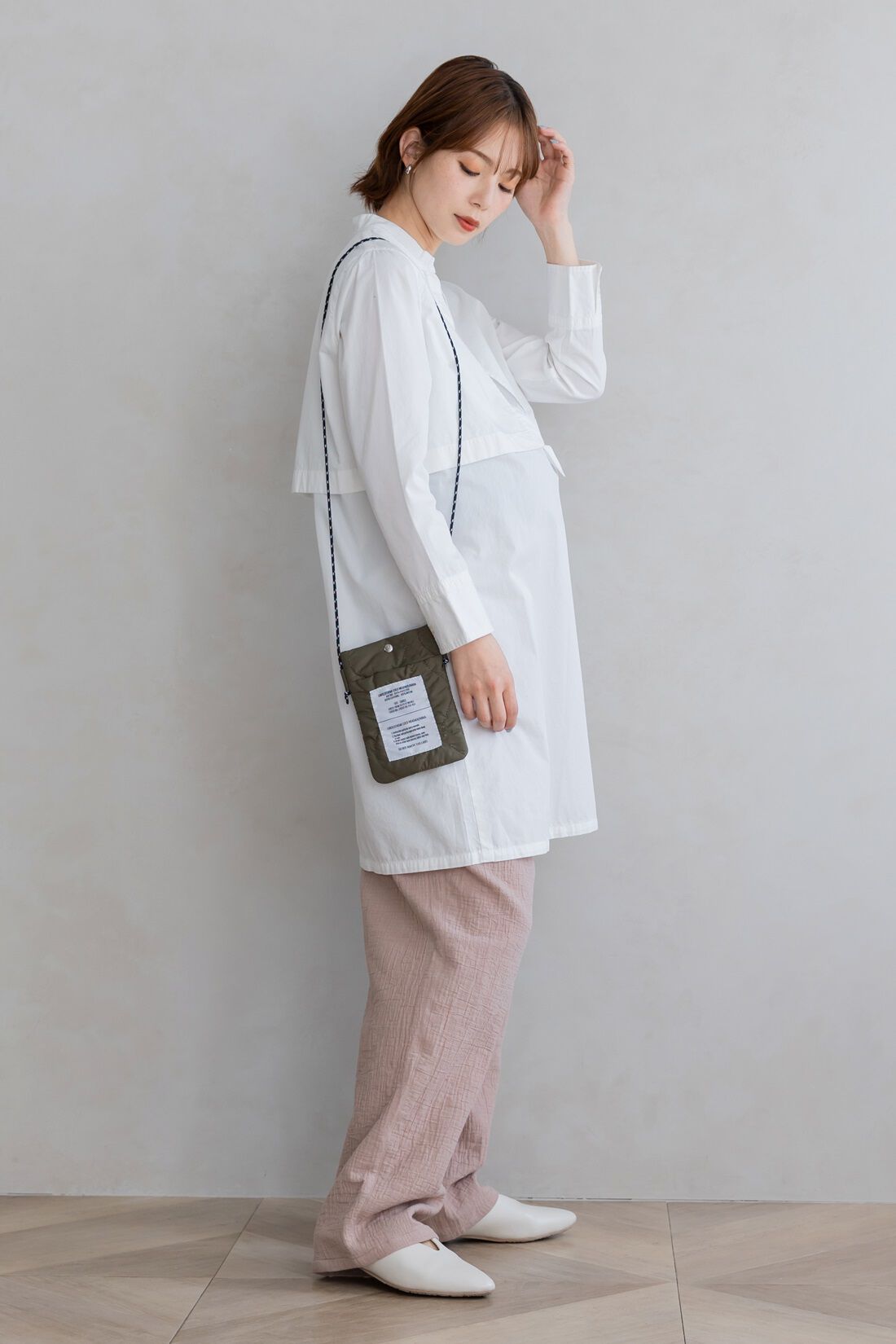 FELISSIMO Mama|Moredde　綿100％楊柳ダブルガーゼ素材が気持ちいい　産前産後楽しめるワイドパンツ〈モカベージュ〉