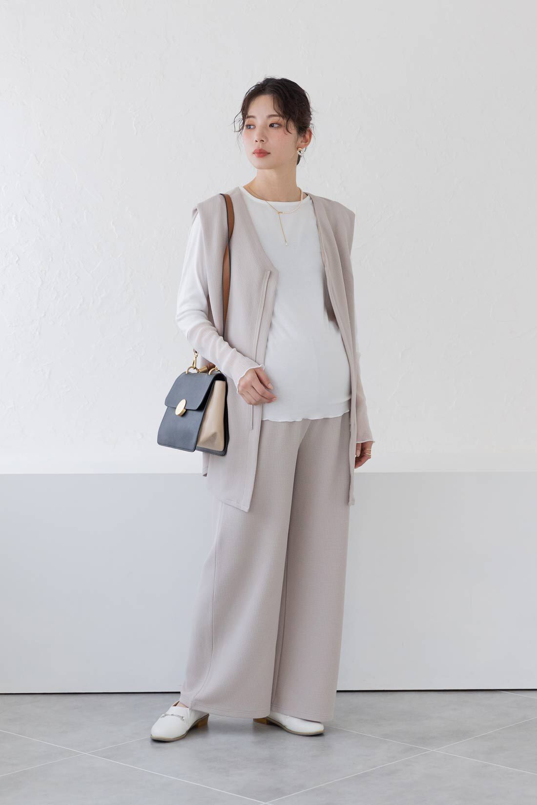 FELISSIMO Mama|Moredde　心地いい素材の袖口シアー２ーＷＡＹ授乳トップス〈オフホワイト〉