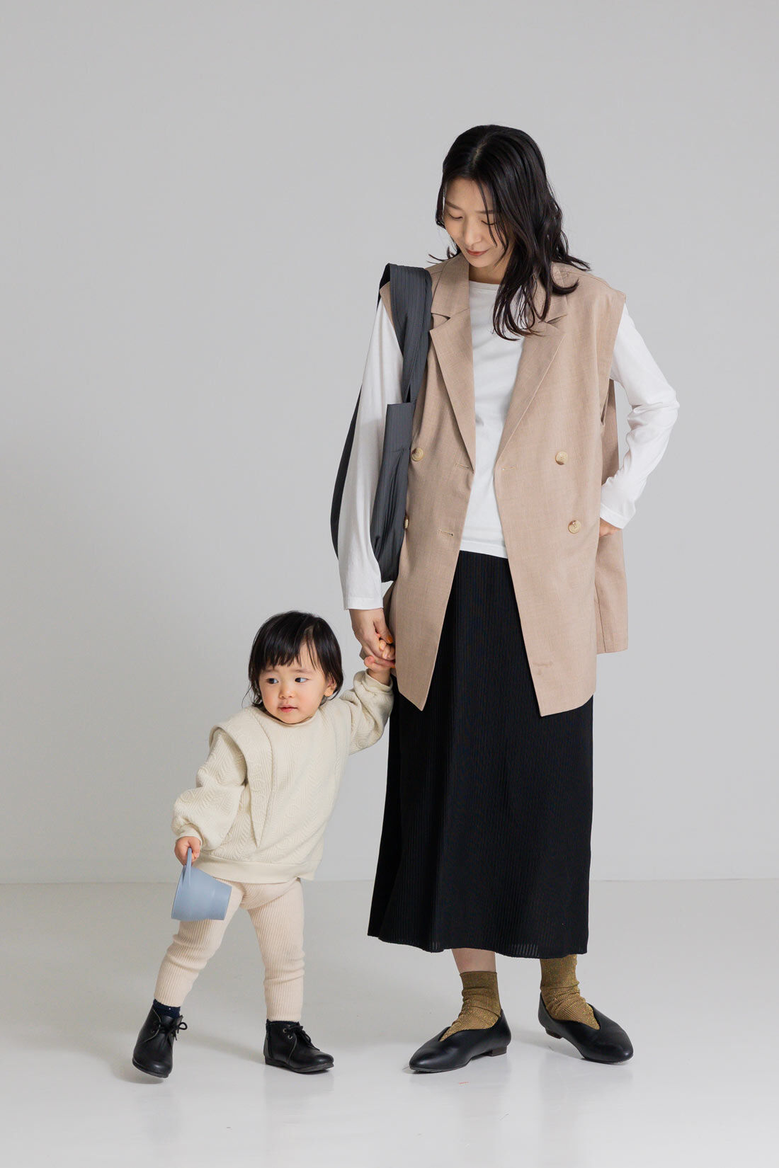FELISSIMO Mama|Moredde　リップルカットソー素材がらくちんきれいな　産前産後使えるIラインスカート〈ブラック〉