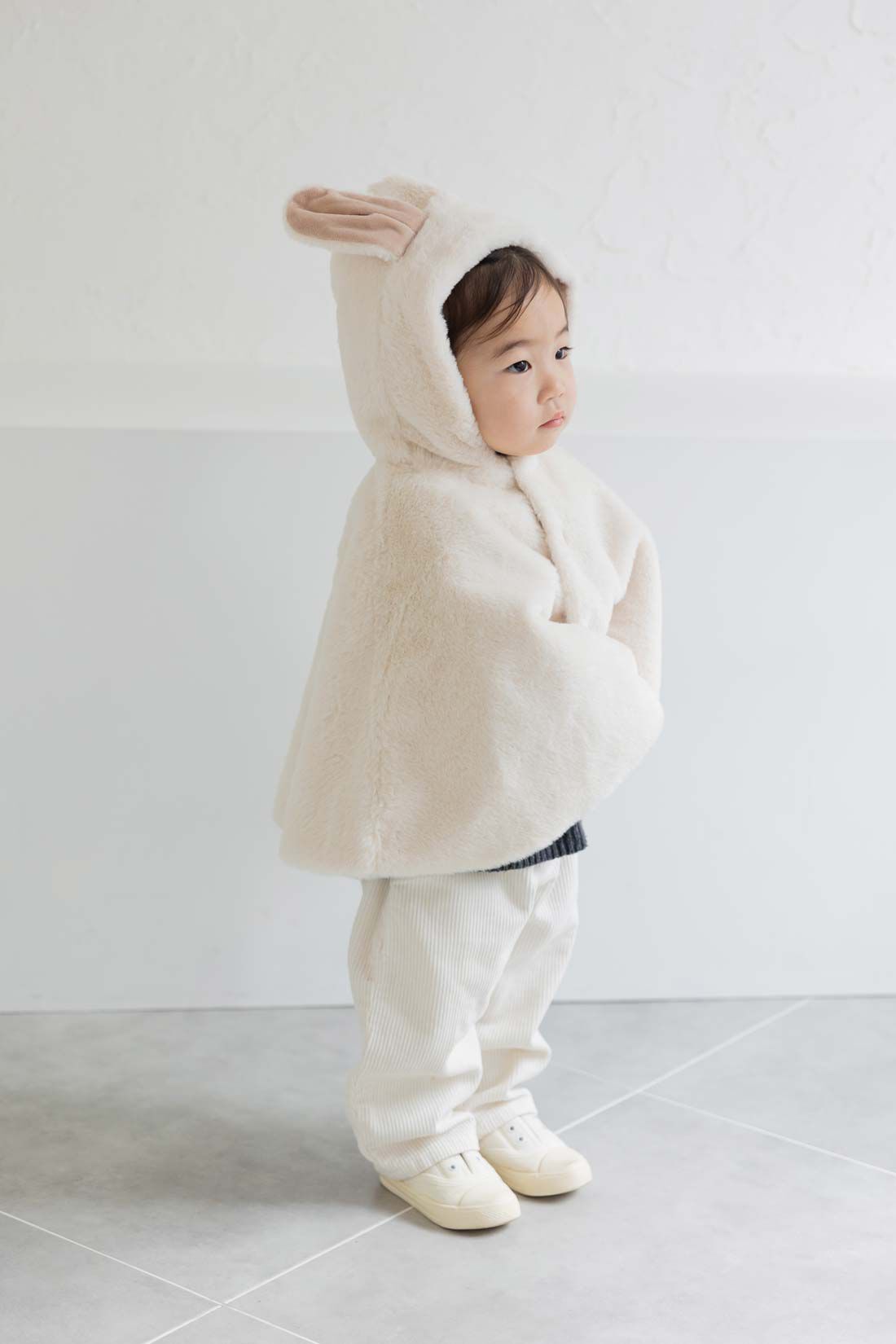 FELISSIMO Mama|[Mama select]Nouer des liens みみつきポンチョ　うさぎ〈アイボリー〉