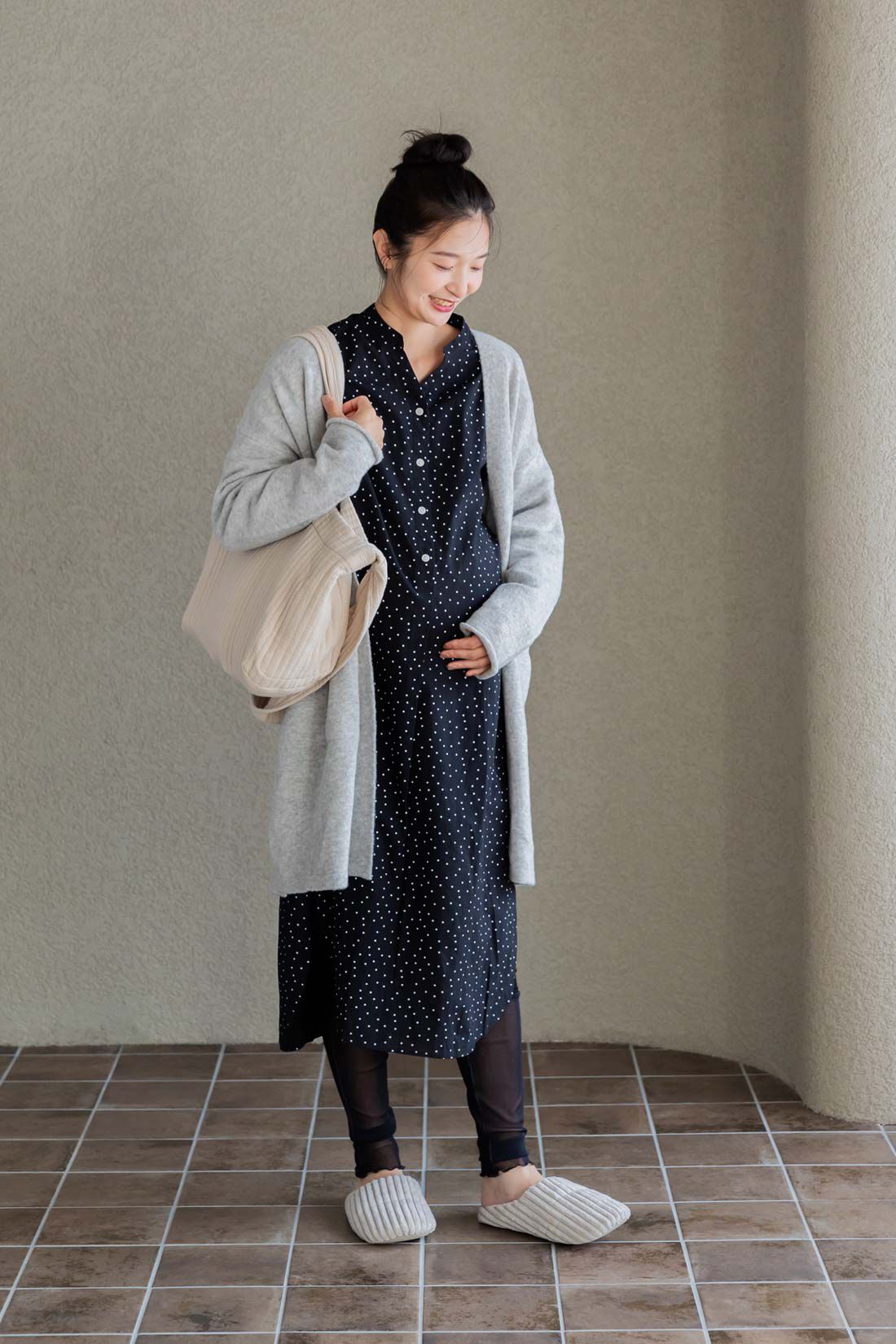 FELISSIMO Mama|Moredde　マタニティから産後も使える　ママによりそうワンピースパジャマ〈ドット〉
