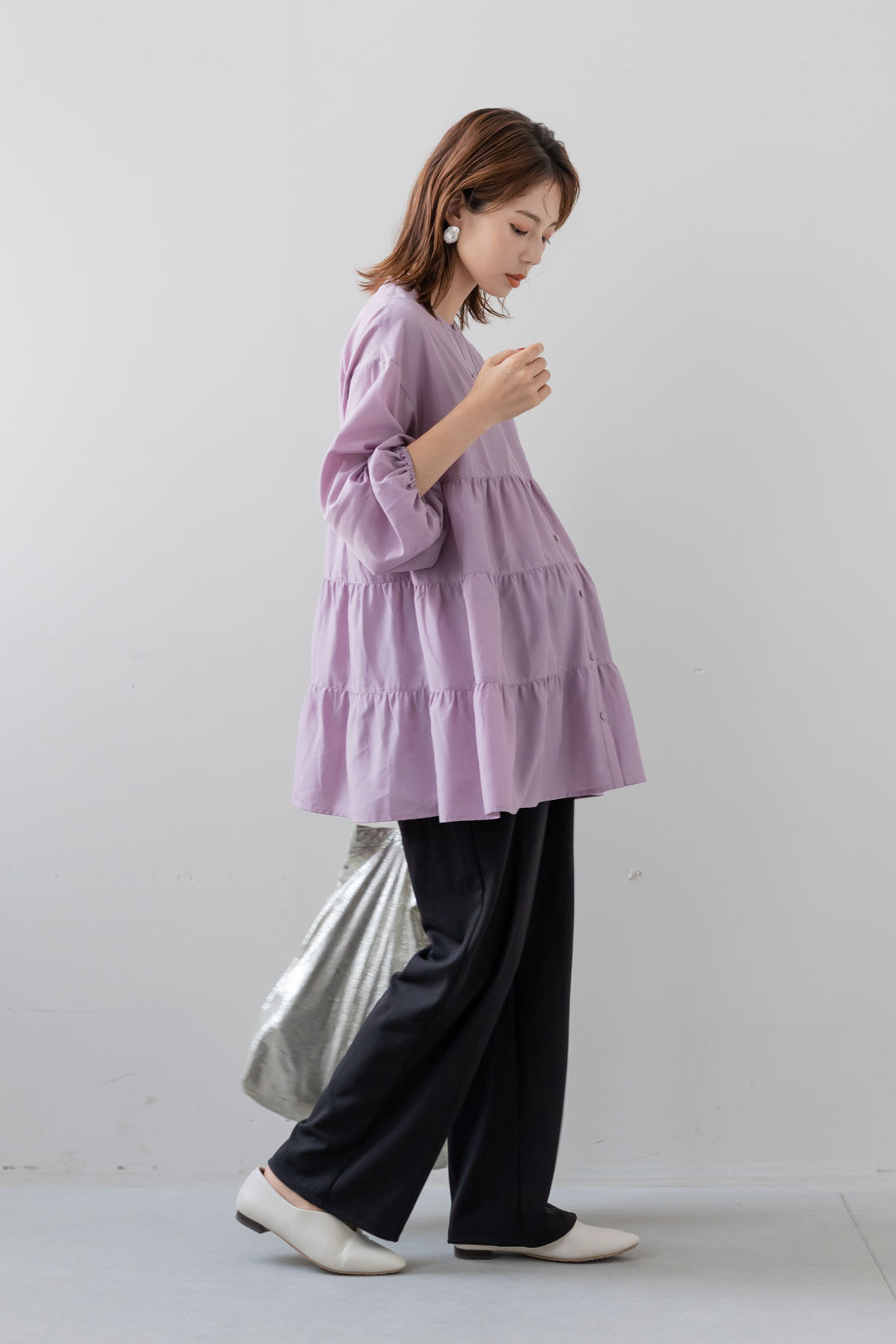 FELISSIMO Mama|Moredde　マタニティから産後も使える　ストレッチストレートパンツ〈ブラック〉