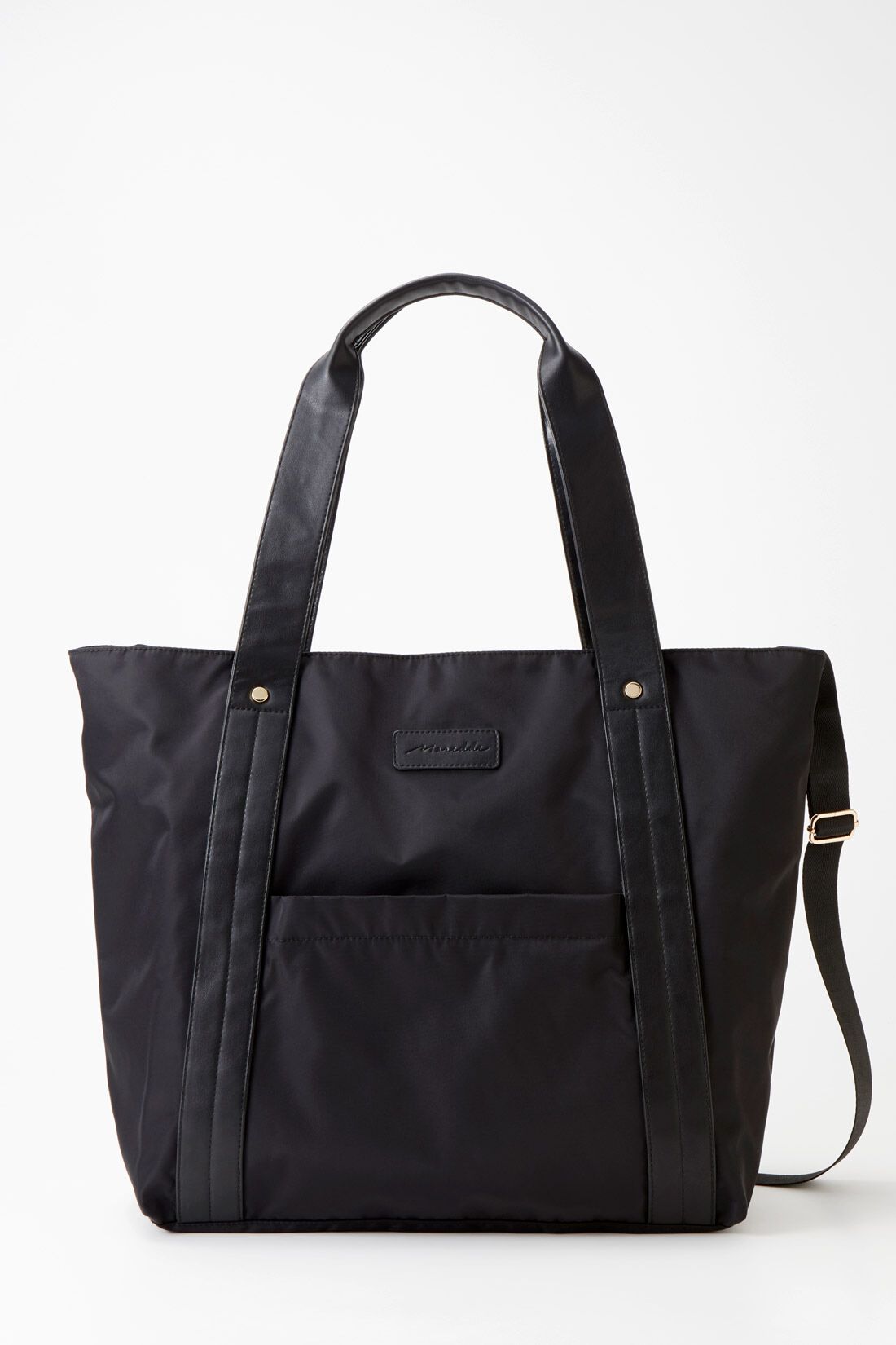 FELISSIMO Mama|Moredde　サコッシュ付き　大容量2‐WAYマザーズトートバッグ〈ブラック〉|フロントにはファスナー付きポケットがひとつ。