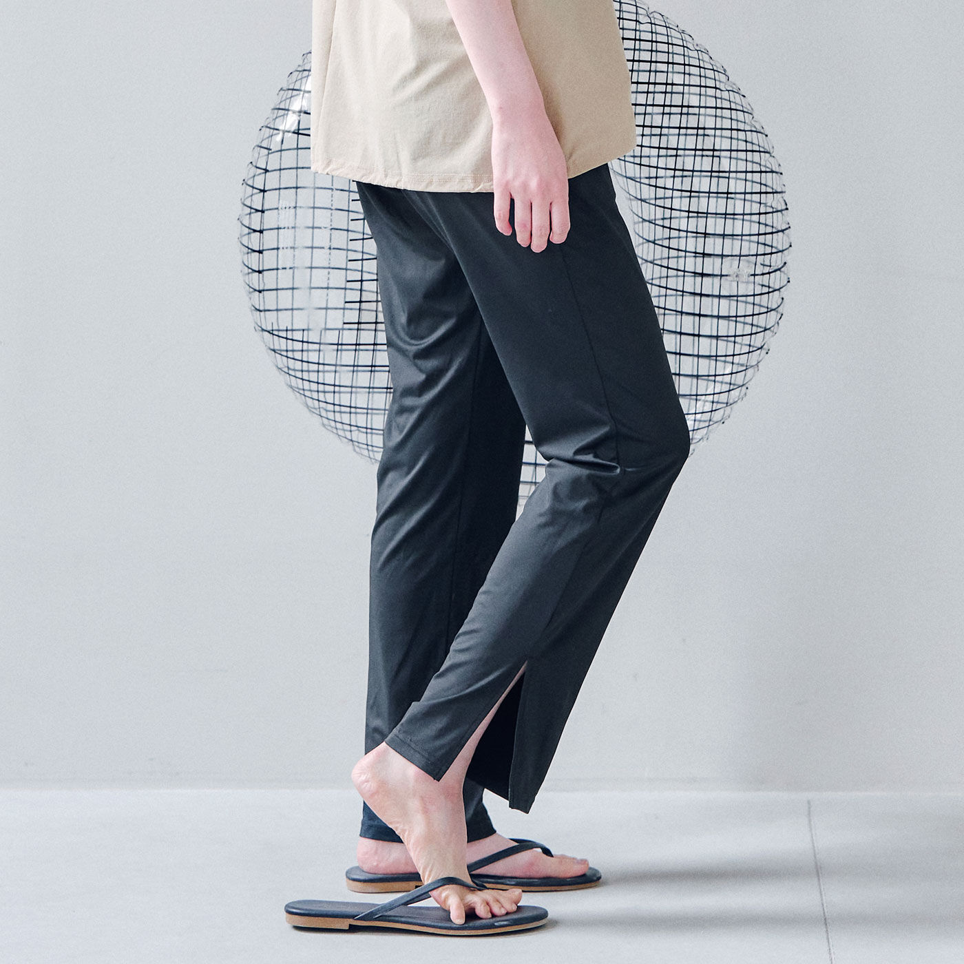 IEDIT[イディット] 福田麻琴さんコラボ リブ素材のレギンス〈ブラック