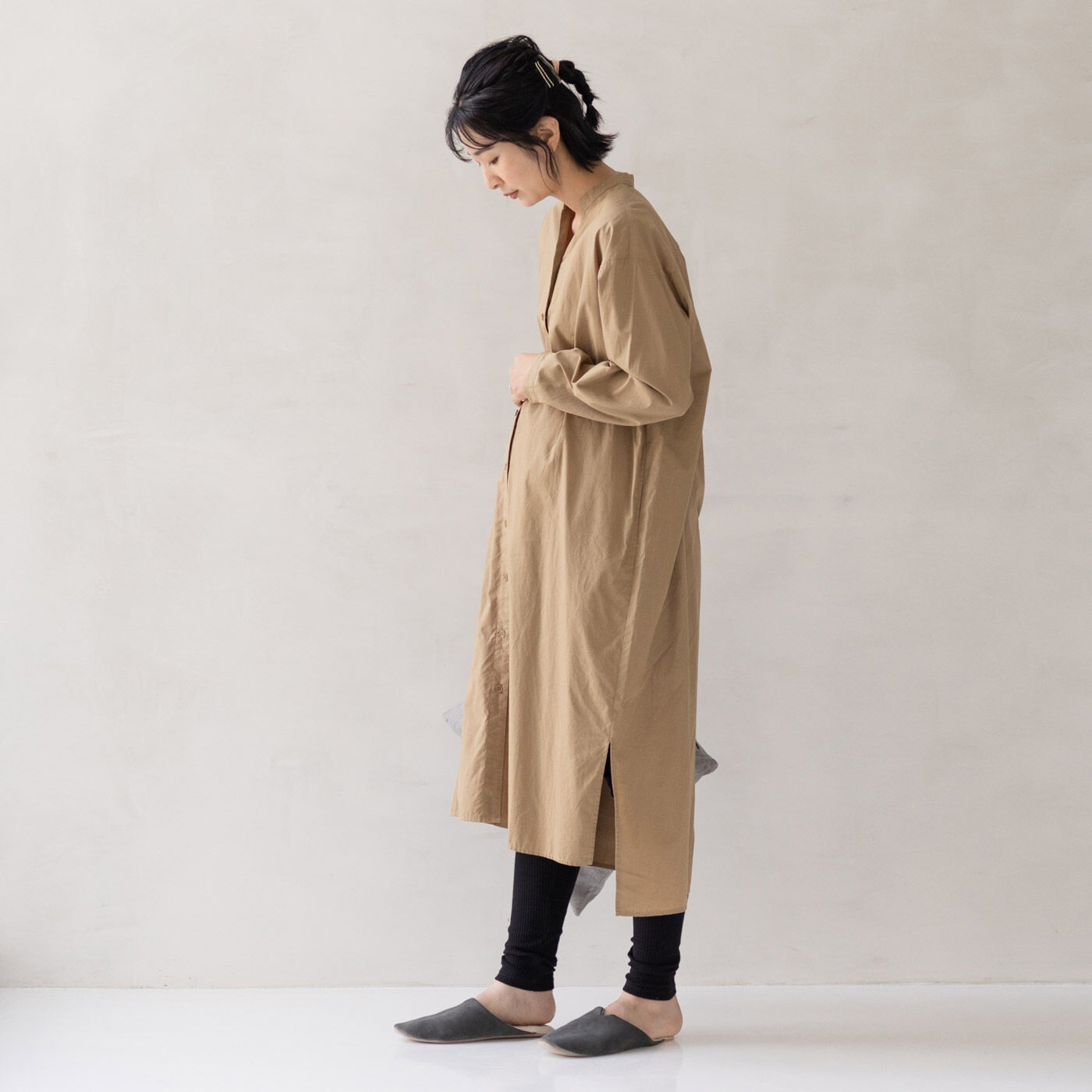 FELISSIMO Mama|Moredde　マタニティから産後も使える　しめつけないのが心地いいウエストクロス仕様のリブレギンス〈ブラック〉