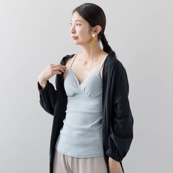 FELISSIMO Mama | 授乳ブラキャミソール　カシュクール　マタニティインナー　ブラキャミ　ライトグリーン
