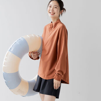 FELISSIMO Mama | UVカット ラッシュガード ショートパンツ セット 〈アプリコットブラウン〉