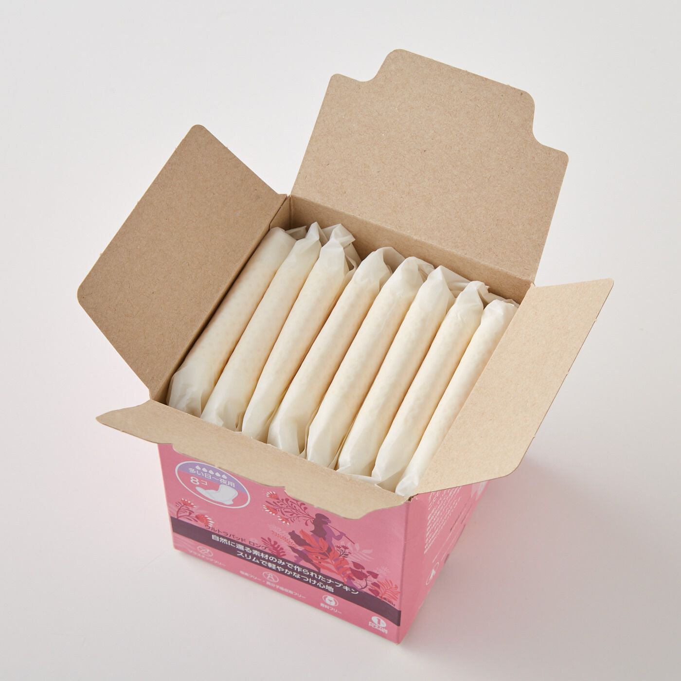BEAUTY PROJECT|ナトラケア　ウルトラパッド　ロングの会|箱の中には8個のナプキンが入っています。