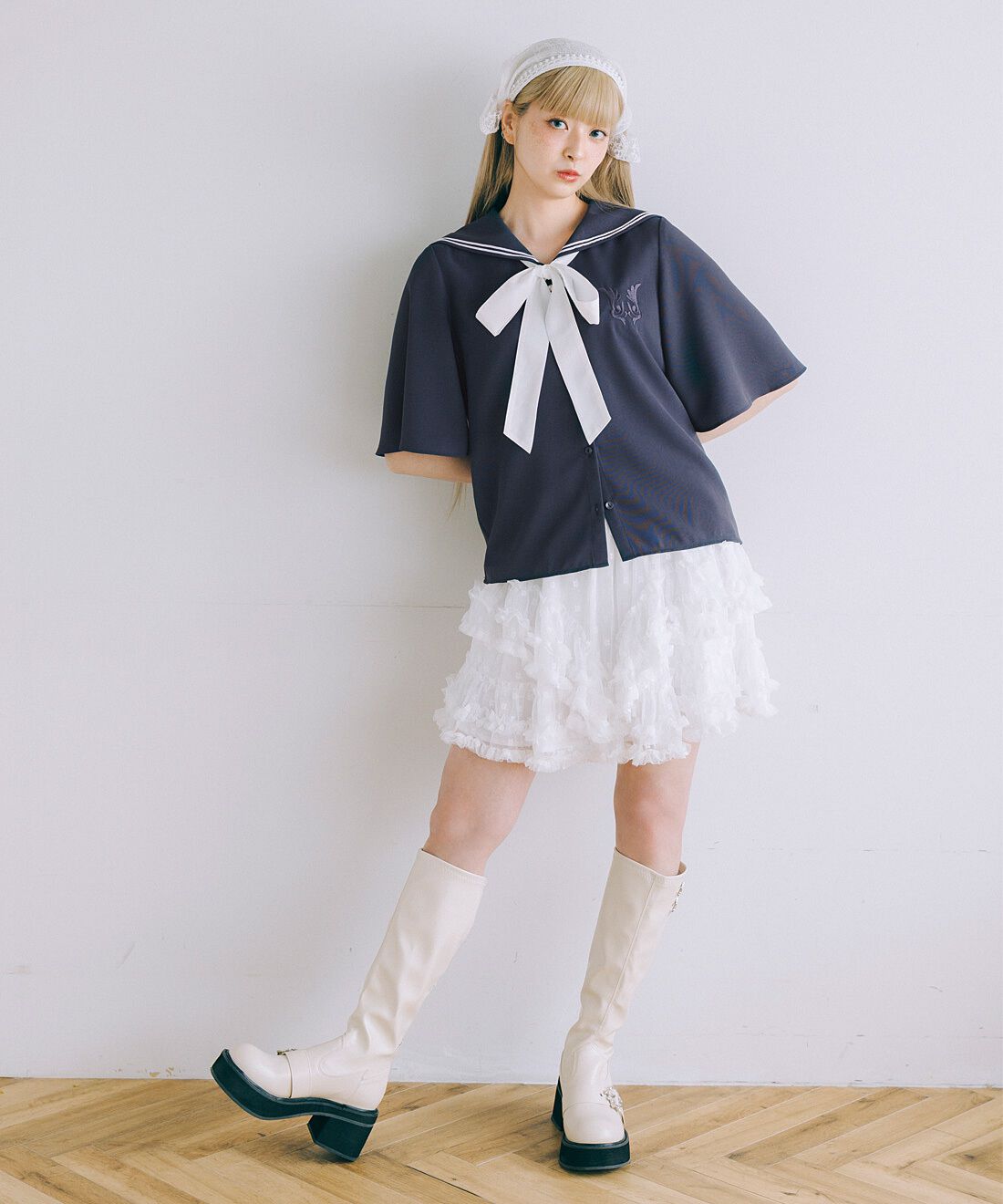 魔法部|魔法部　凪を感じる魔法学校の制服　マリン風セーラーブラウス〈ブルーグレー〉