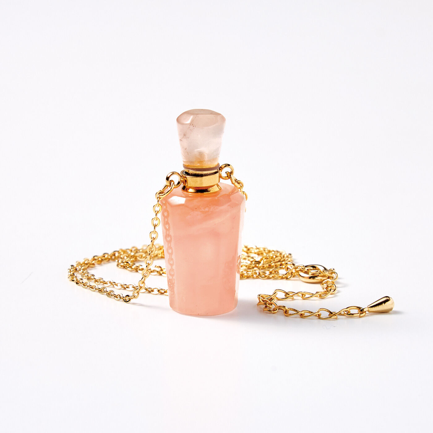 魔法部|魔法部　小さな香水瓶で香りを持ち運ぶ　天然石ネックレス〈ローズクオーツ〉