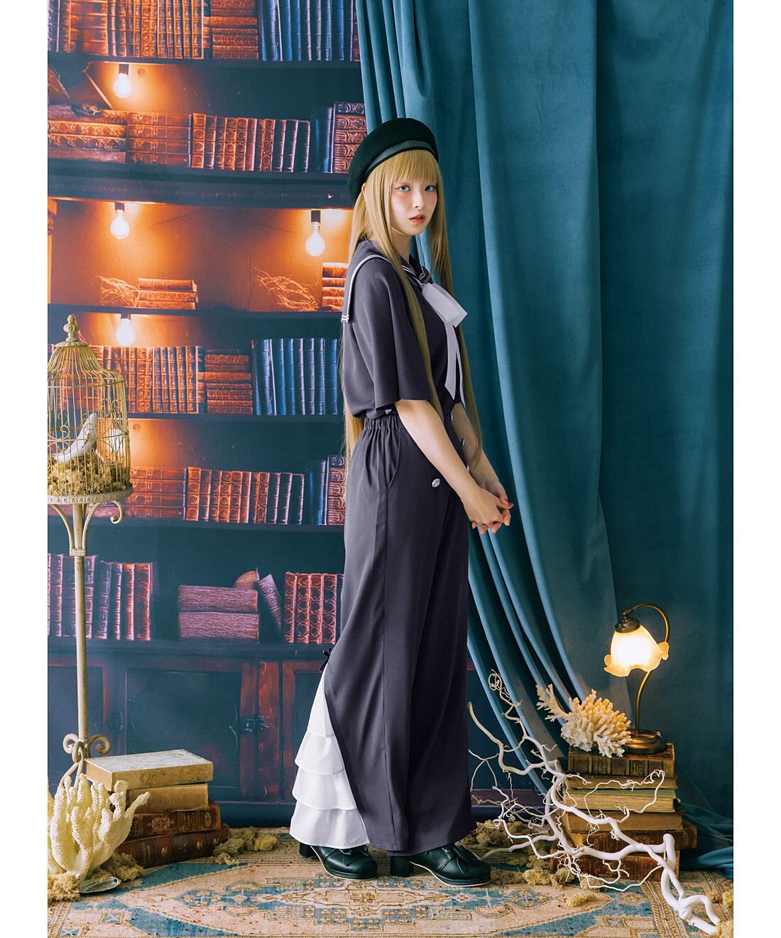 魔法部|魔法部　凪を感じる魔法学校の制服　マリン風セーラーブラウス〈ブルーグレー〉